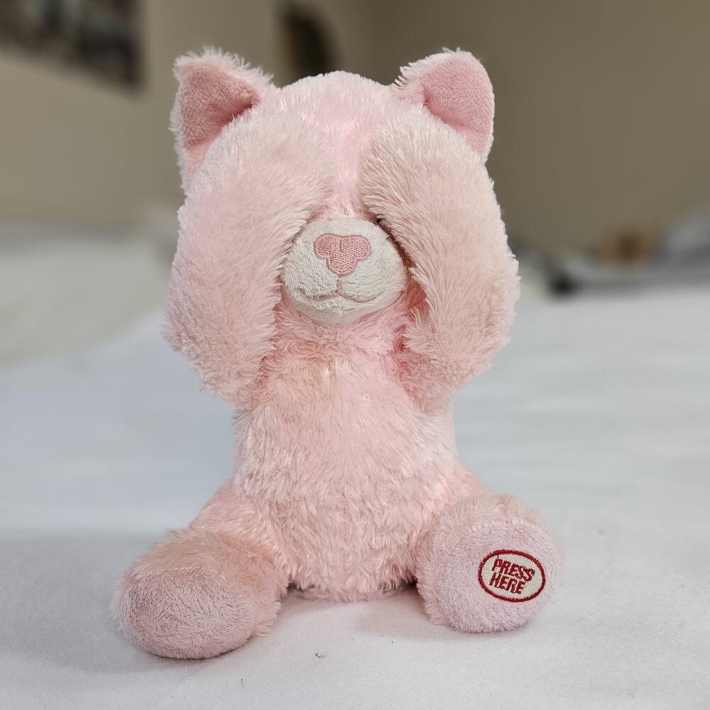 Giggles International Pink Peekaboo Kitty Cat 10” Plush baby giggle Works 2016